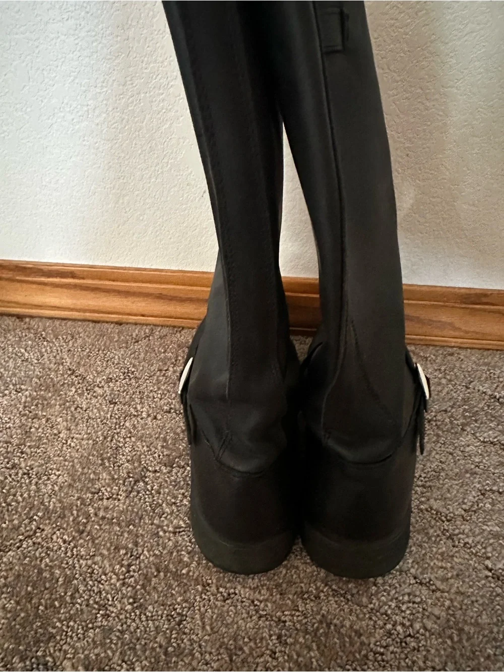 Ride Techs Black Leather Engineer Motorcycle Riding Boots
